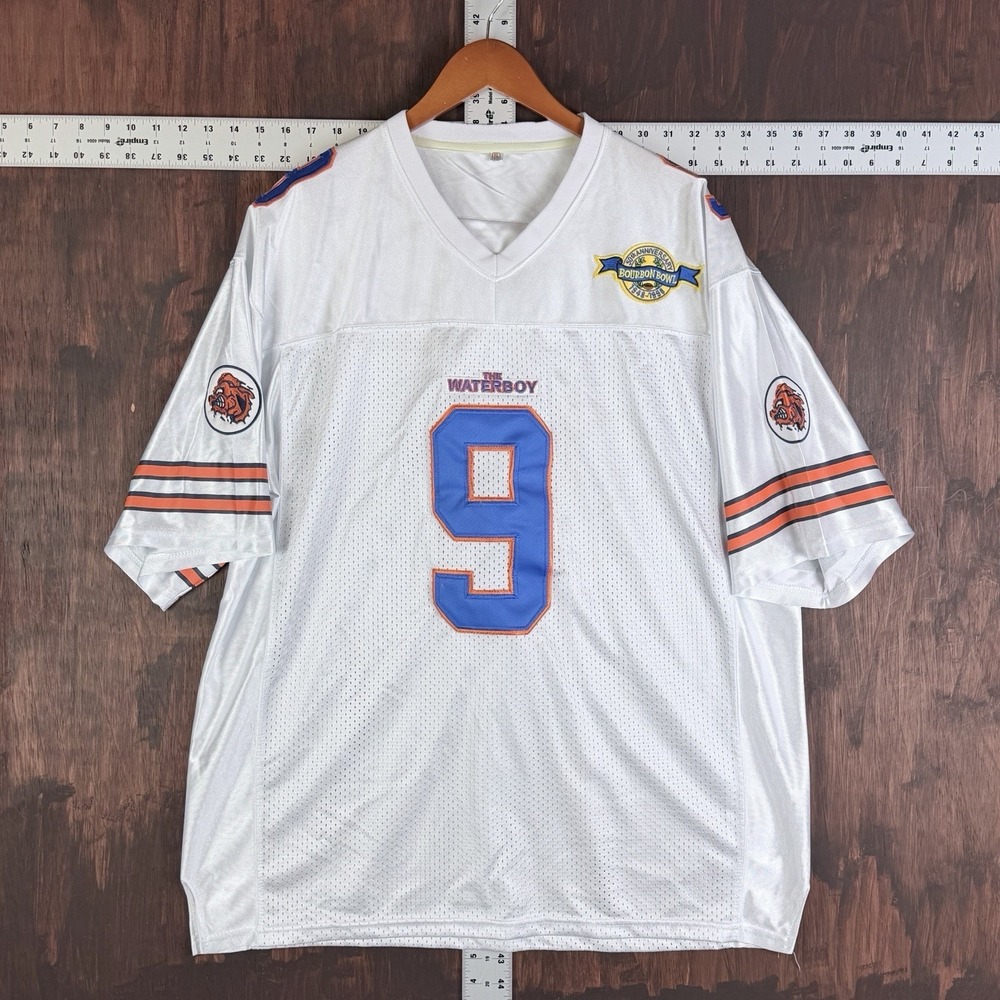 The Waterboy Bobby Boucher #9 Football Jersey Stitch Adam Sandler White Men's XL